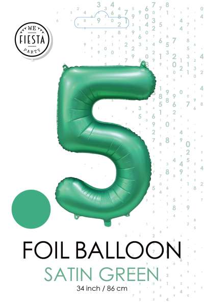 XXL Folienballon Zahl 5 Satin Grün